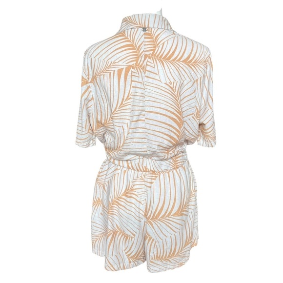 Roxy Women’s Size M Peach Romper Summer Beach Pockets Toast Palm Tree Dreams - Picture 3 of 9
